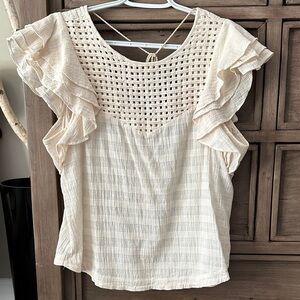 Chic Cream Ruffled Blouse